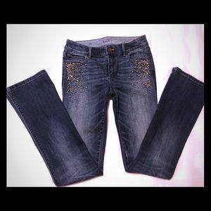 WHBM The Boot Blue Jeans w/ Bedazzles